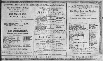 Theaterzettel (Oper und Burgtheater in Wien) 18140411 Seite: 1