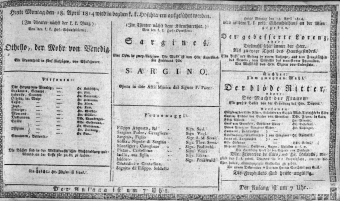 Theaterzettel (Oper und Burgtheater in Wien) 18140418 Seite: 1