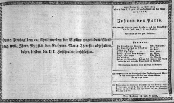 Theaterzettel (Oper und Burgtheater in Wien) 18140422 Seite: 1