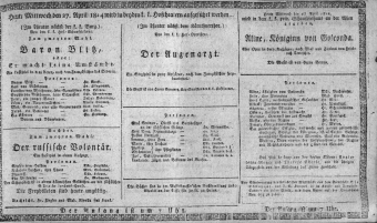 Theaterzettel (Oper und Burgtheater in Wien) 18140427 Seite: 1