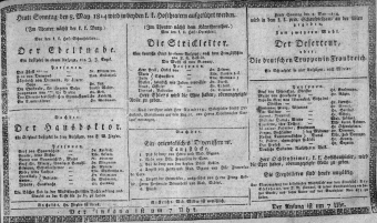 Theaterzettel (Oper und Burgtheater in Wien) 18140508 Seite: 1