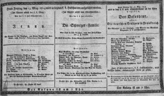 Theaterzettel (Oper und Burgtheater in Wien) 18140513 Seite: 1