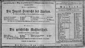Theaterzettel (Oper und Burgtheater in Wien) 18140520 Seite: 1