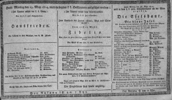Theaterzettel (Oper und Burgtheater in Wien) 18140523 Seite: 1