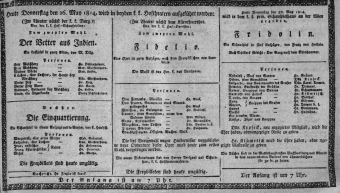 Theaterzettel (Oper und Burgtheater in Wien) 18140526 Seite: 1
