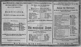 Theaterzettel (Oper und Burgtheater in Wien) 18140601 Seite: 1