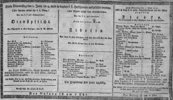 Theaterzettel (Oper und Burgtheater in Wien) 18140602 Seite: 1