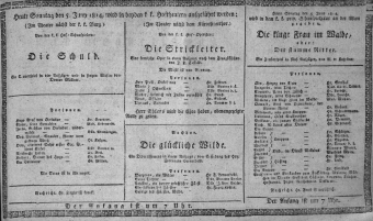 Theaterzettel (Oper und Burgtheater in Wien) 18140605 Seite: 1