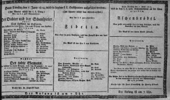 Theaterzettel (Oper und Burgtheater in Wien) 18140607 Seite: 1