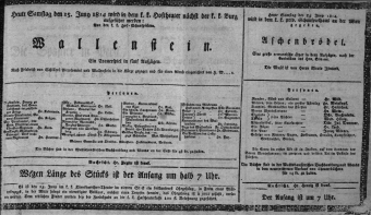 Theaterzettel (Oper und Burgtheater in Wien) 18140625 Seite: 1