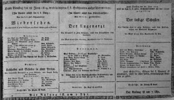 Theaterzettel (Oper und Burgtheater in Wien) 18140628 Seite: 1