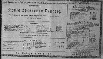 Theaterzettel (Oper und Burgtheater in Wien) 18140703 Seite: 1