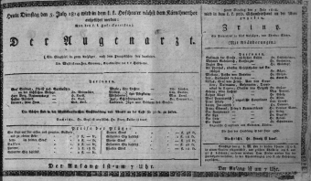 Theaterzettel (Oper und Burgtheater in Wien) 18140705 Seite: 1