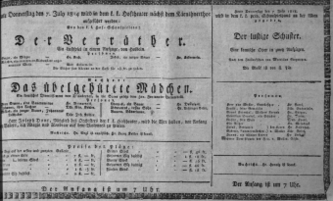 Theaterzettel (Oper und Burgtheater in Wien) 18140707 Seite: 1