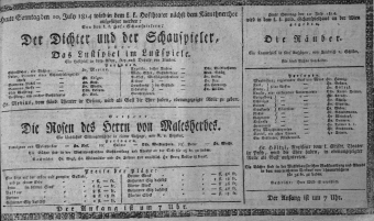 Theaterzettel (Oper und Burgtheater in Wien) 18140710 Seite: 1