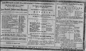 Theaterzettel (Oper und Burgtheater in Wien) 18140718 Seite: 1