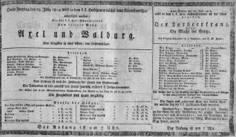 Theaterzettel (Oper und Burgtheater in Wien) 18140729 Seite: 1