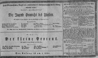 Theaterzettel (Oper und Burgtheater in Wien) 18140803 Seite: 1