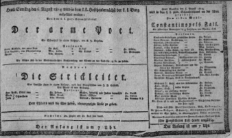 Theaterzettel (Oper und Burgtheater in Wien) 18140806 Seite: 1