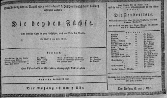 Theaterzettel (Oper und Burgtheater in Wien) 18140812 Seite: 1