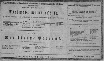Theaterzettel (Oper und Burgtheater in Wien) 18140819 Seite: 1