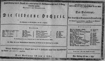 Theaterzettel (Oper und Burgtheater in Wien) 18140826 Seite: 1