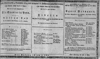 Theaterzettel (Oper und Burgtheater in Wien) 18140904 Seite: 1