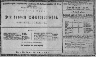 Theaterzettel (Oper und Burgtheater in Wien) 18140905 Seite: 1