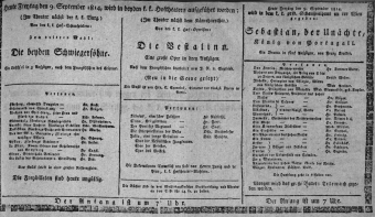 Theaterzettel (Oper und Burgtheater in Wien) 18140909 Seite: 1