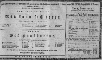 Theaterzettel (Oper und Burgtheater in Wien) 18140915 Seite: 1