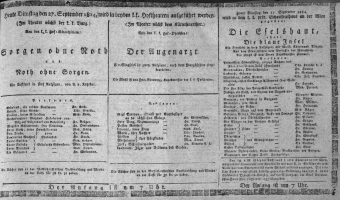Theaterzettel (Oper und Burgtheater in Wien) 18140927 Seite: 1
