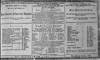 Theaterzettel (Oper und Burgtheater in Wien) 18140928 Seite: 1