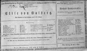 Theaterzettel (Oper und Burgtheater in Wien) 18140929 Seite: 1