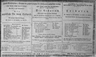 Theaterzettel (Oper und Burgtheater in Wien) 18141001 Seite: 1