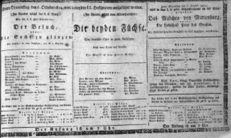 Theaterzettel (Oper und Burgtheater in Wien) 18141006 Seite: 1