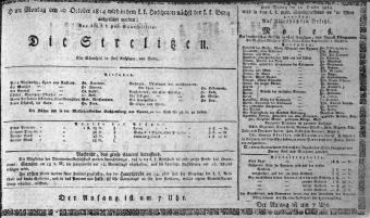 Theaterzettel (Oper und Burgtheater in Wien) 18141010 Seite: 1