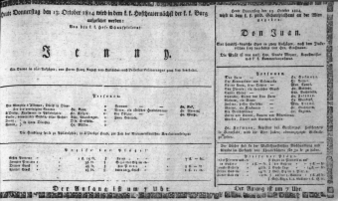 Theaterzettel (Oper und Burgtheater in Wien) 18141013 Seite: 1
