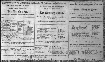 Theaterzettel (Oper und Burgtheater in Wien) 18141023 Seite: 1