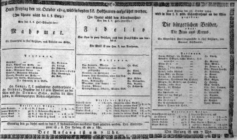 Theaterzettel (Oper und Burgtheater in Wien) 18141028 Seite: 1