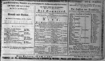 Theaterzettel (Oper und Burgtheater in Wien) 18141109 Seite: 1