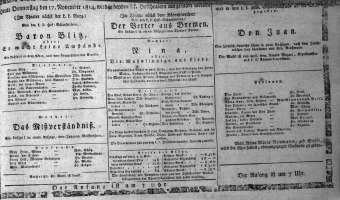 Theaterzettel (Oper und Burgtheater in Wien) 18141117 Seite: 1