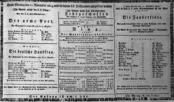 Theaterzettel (Oper und Burgtheater in Wien) 18141121 Seite: 1