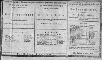 Theaterzettel (Oper und Burgtheater in Wien) 18141227 Seite: 1