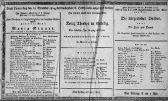 Theaterzettel (Oper und Burgtheater in Wien) 18141229 Seite: 1