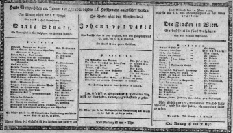 Theaterzettel (Oper und Burgtheater in Wien) 18150111 Seite: 1
