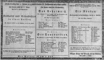 Theaterzettel (Oper und Burgtheater in Wien) 18150117 Seite: 1