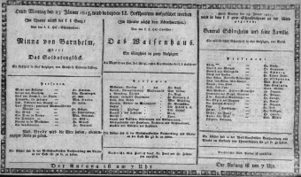 Theaterzettel (Oper und Burgtheater in Wien) 18150123 Seite: 1
