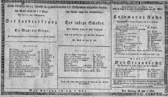 Theaterzettel (Oper und Burgtheater in Wien) 18150124 Seite: 1