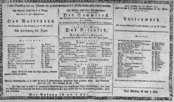 Theaterzettel (Oper und Burgtheater in Wien) 18150128 Seite: 1