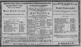 Theaterzettel (Oper und Burgtheater in Wien) 18150206 Seite: 1